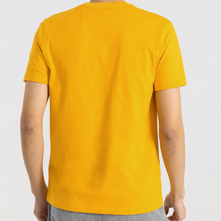 Men's Skechers Sports Alphabet Printing Short Sleeve Gold Color SMLC219M025-00D8