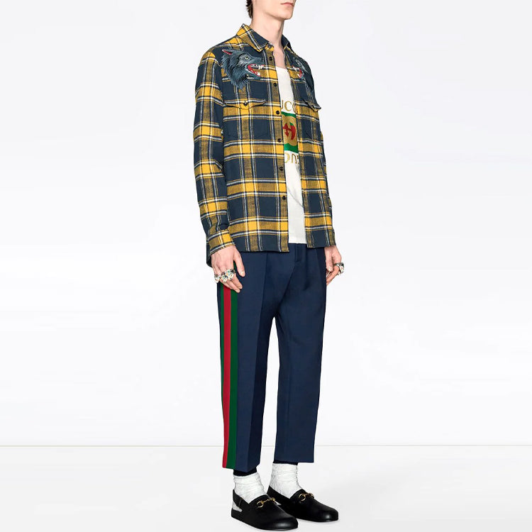 Gucci Wool Cropped Pant With Stripe 'Blue' 493714-Z6903-4729