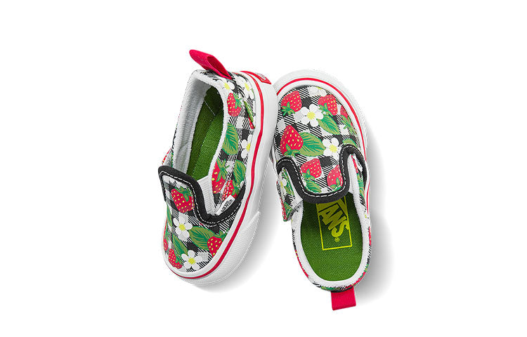 Vans Slip-On Casual Skateboarding Shoes Black White Printing 'Black White Red' VN000UBSARU
