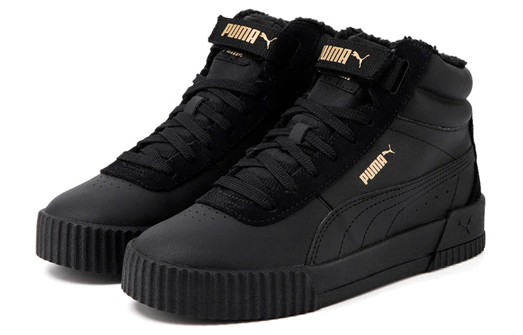 (WMNS) PUMA Carina Mid Wtr Fur 'Black Gold' 380254-01