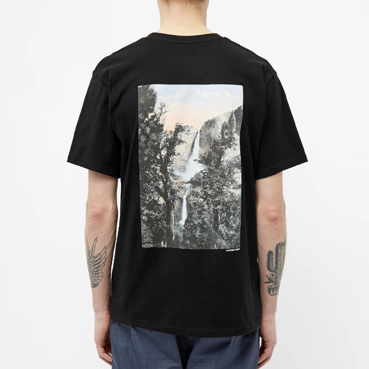 Stussy Falls Tee Classic Poster Printing Short Sleeve Unisex Black 1904475-BLACK
