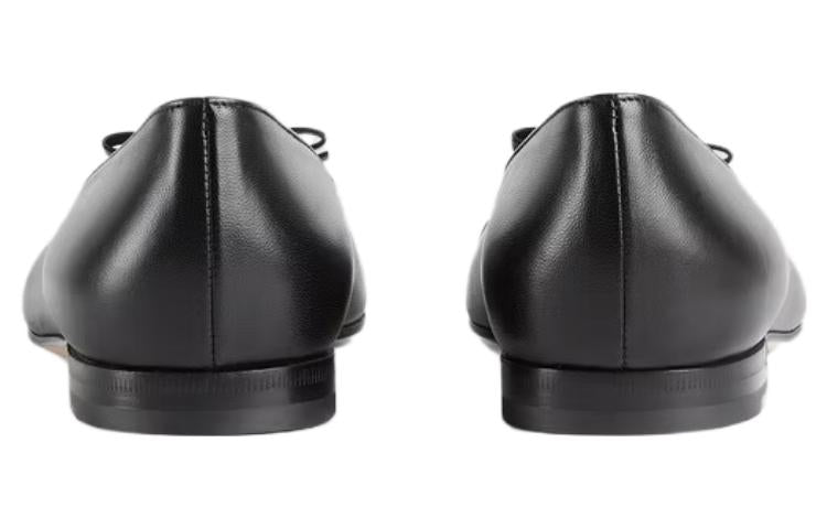 (WMNS) Gucci Ballet Flat With Double G Leather 'Black' 680878-BKO60-1000