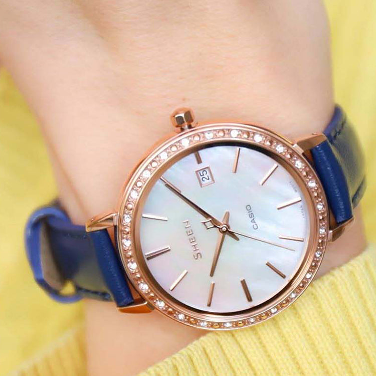 CASIO Female SHEEN Japan / South Korea Fashion Blue Analog SHE-4052PGL-7A