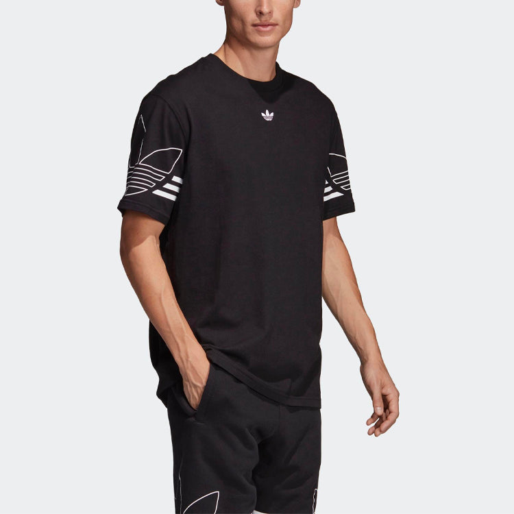 adidas originals Outline Tee Round Neck Short Sleeve Black DU8145