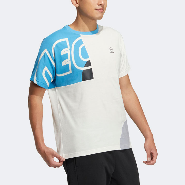 adidas neo M Brand Tee 2 Contrasting Colors Alphabet Printing Sports Short Sleeve Blue White HS8826