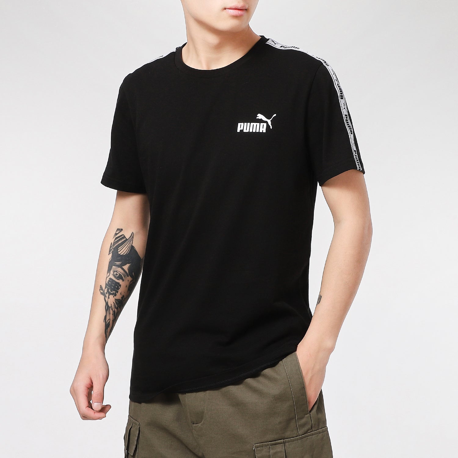PUMA Taping Logo T-Shirt 'Black' 532557-01