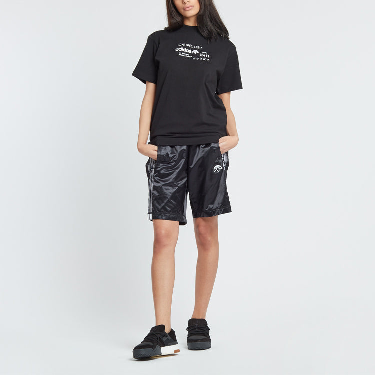 adidas originals x Alexander Wang Crossover Satin Loose Sports Shorts Black CV5257