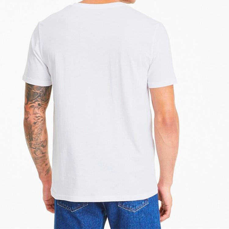 PUMA Graphic Box Logo Printed Short Sleeve TEE Men White 598625-02