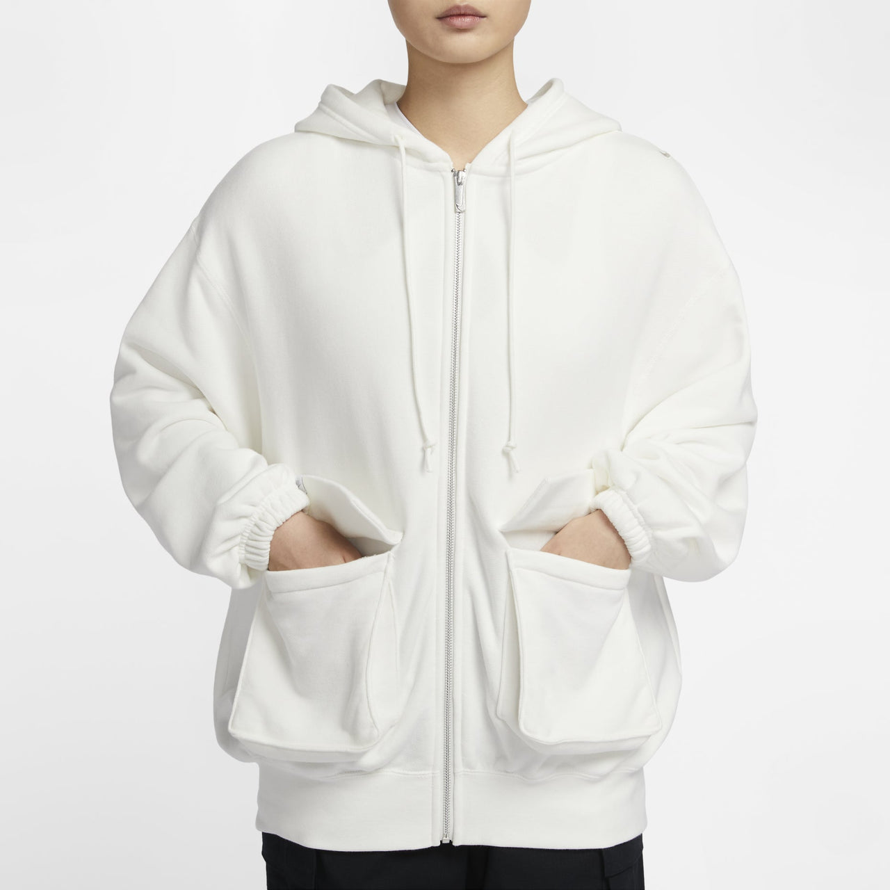 (WMNS) Nike Sportswear Oversized Full-Zip French Terry Hoodie Asia Sizing 'Sail Light Orewood Brown' FV7516-133