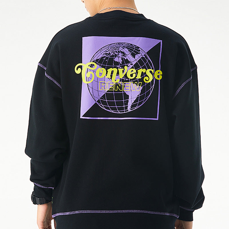 Converse Renew Graphic Crewneck Sweatshirt Asia Sizing 'Black' 10021574-A01