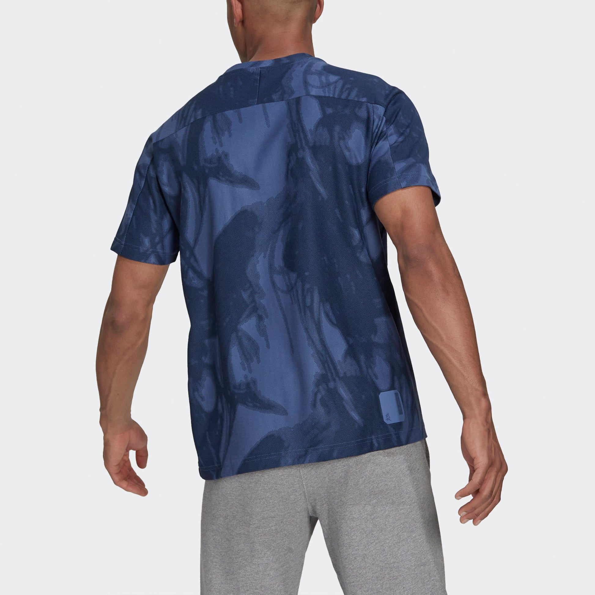adidas Wj Top Series Sports Loose Printing Round Neck Short Sleeve Blue GU1801