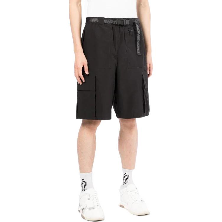 Off-White SS22 Industrial Solid Color Belt Casual Shorts Black OMCB064C99FAB0011007