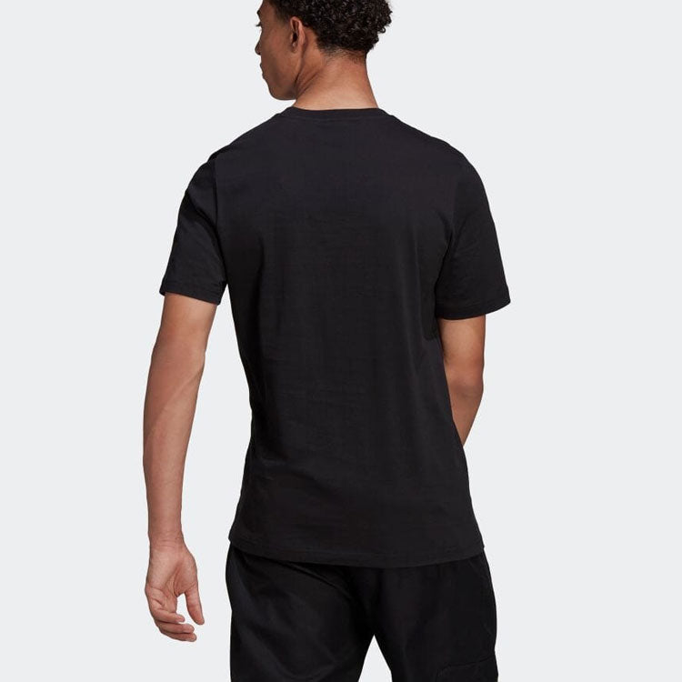Men's adidas Geometry Pattern Printing Round Neck Pullover Short Sleeve Japanese Version Black T-Shirt HF2331