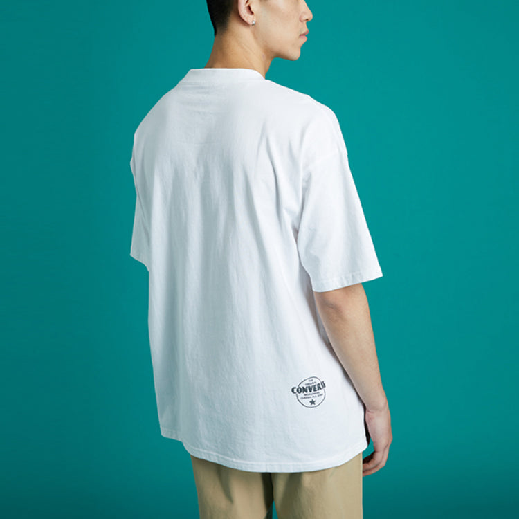 Men's Converse Skate Loose Printing Sports Round Neck Short Sleeve White 10021508-A03