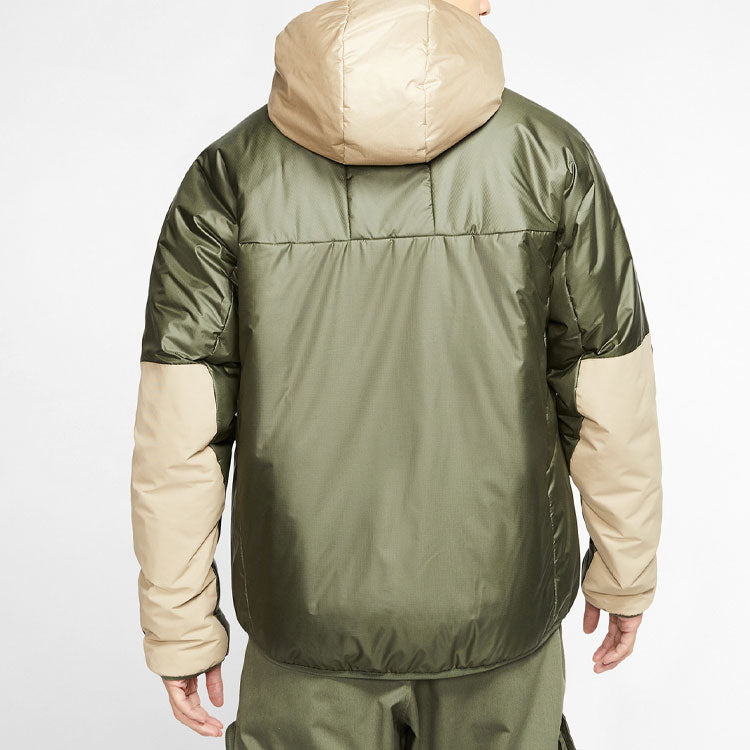 Men's Nike ACG Stay Warm Colorblock Half Zipper Storage Simple Hooded Padded Jacket Green CD7651-325