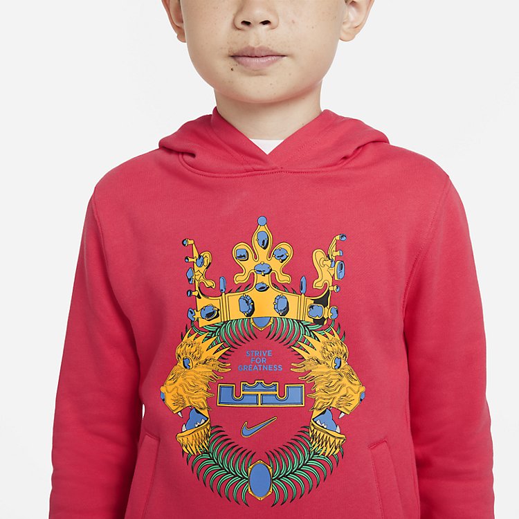 (GS) Nike B NK LBJ PO HOODIE FUSION RED DJ5728-604