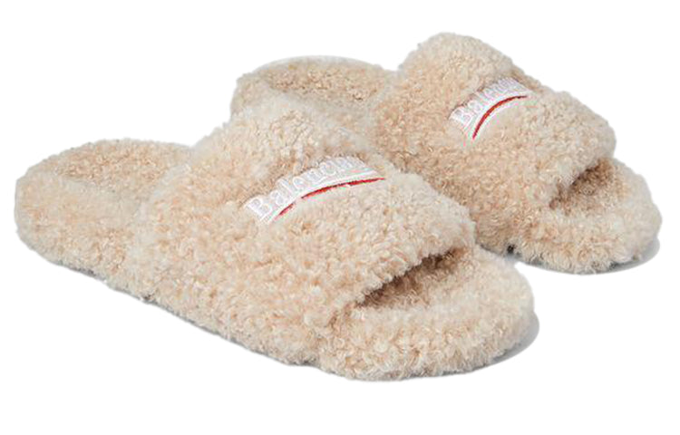 (WMNS) Balenciaga Furry Slides 'Beige' 654261W2DO19796