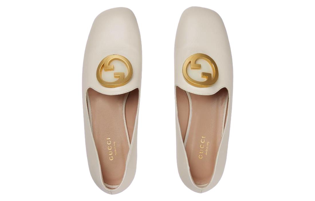 (WMNS) Gucci Logo Plaque Loafers 'White' 723395-C9D00-9022