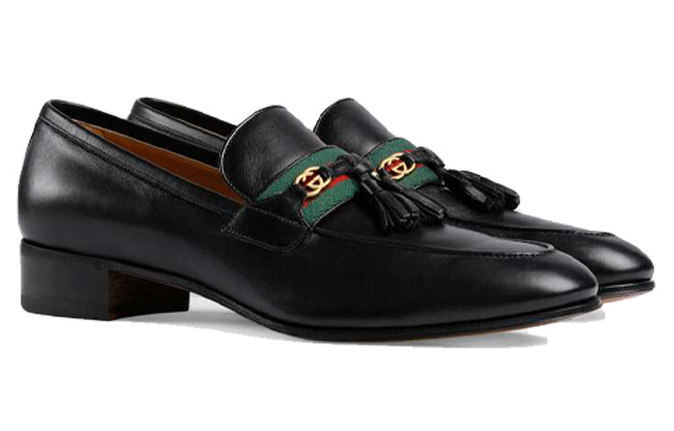 Gucci Interlocking G Tassel Leather Loafers 'Black' 624720-1W610-1066