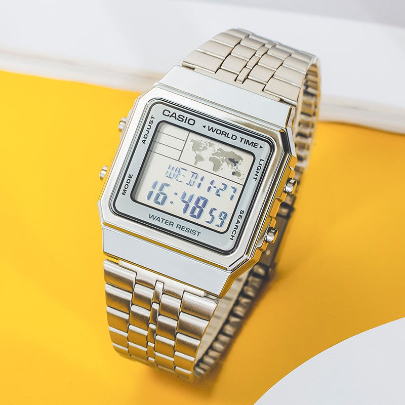 CASIO STANDARD Classical Vintage Waterproof Unisex Mens Silver Digital A500WA-7