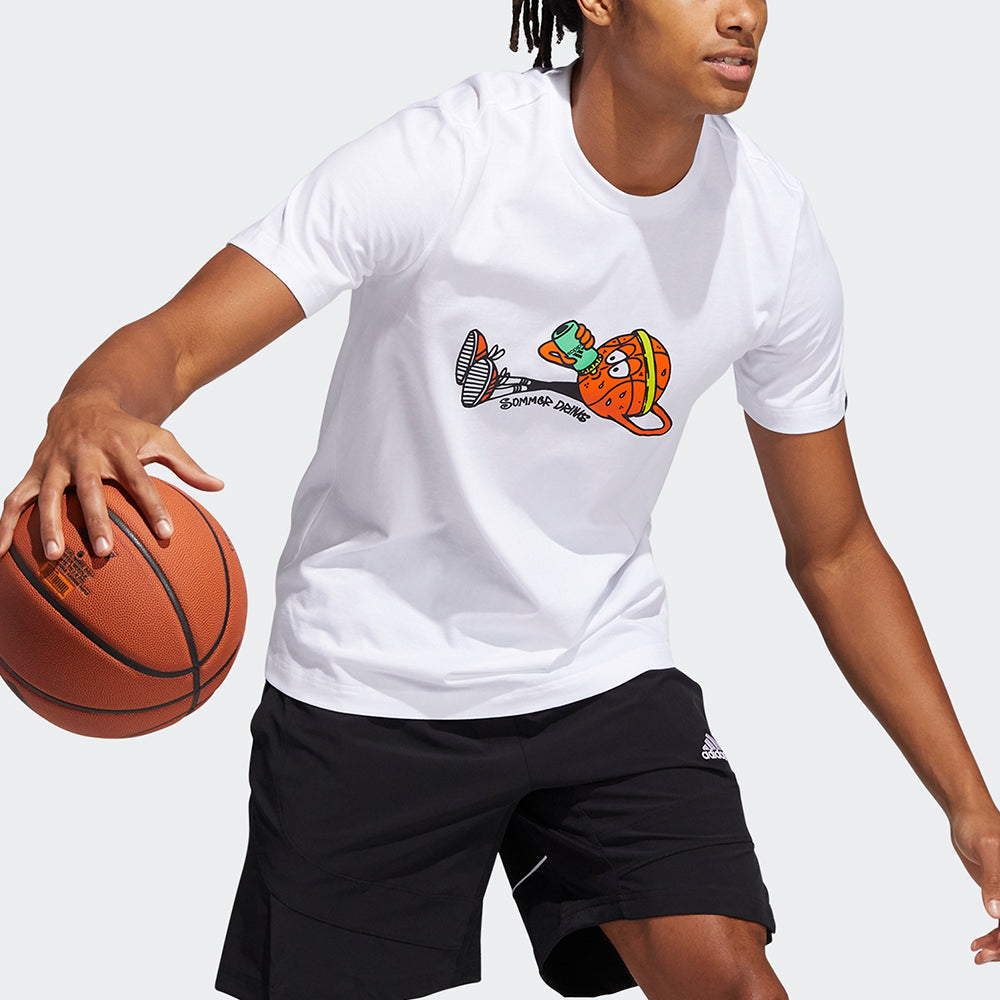 adidas Lil Stripe Gato Basketball Funny Cartoon Printing Sports Short Sleeve White HB5483