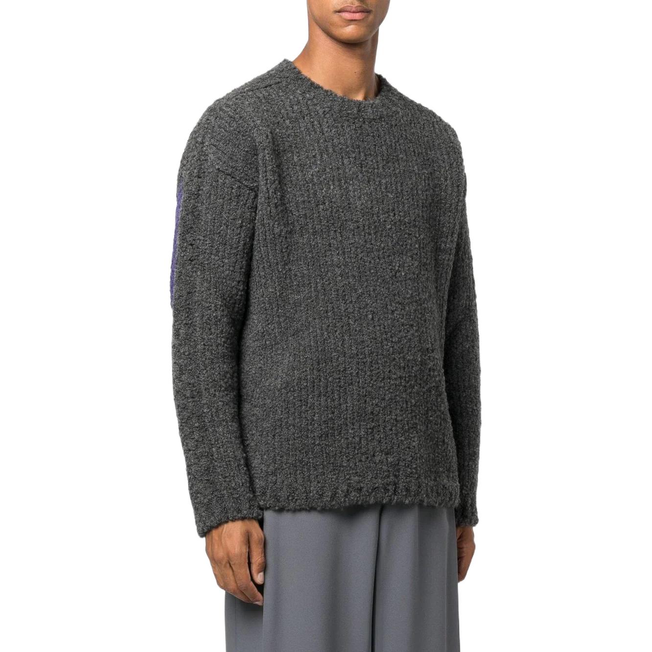 Men's Off-White FW22 Splicing Pattern Ribbed Knit Wool Sweater Black OMHE127F22KNI00108350835