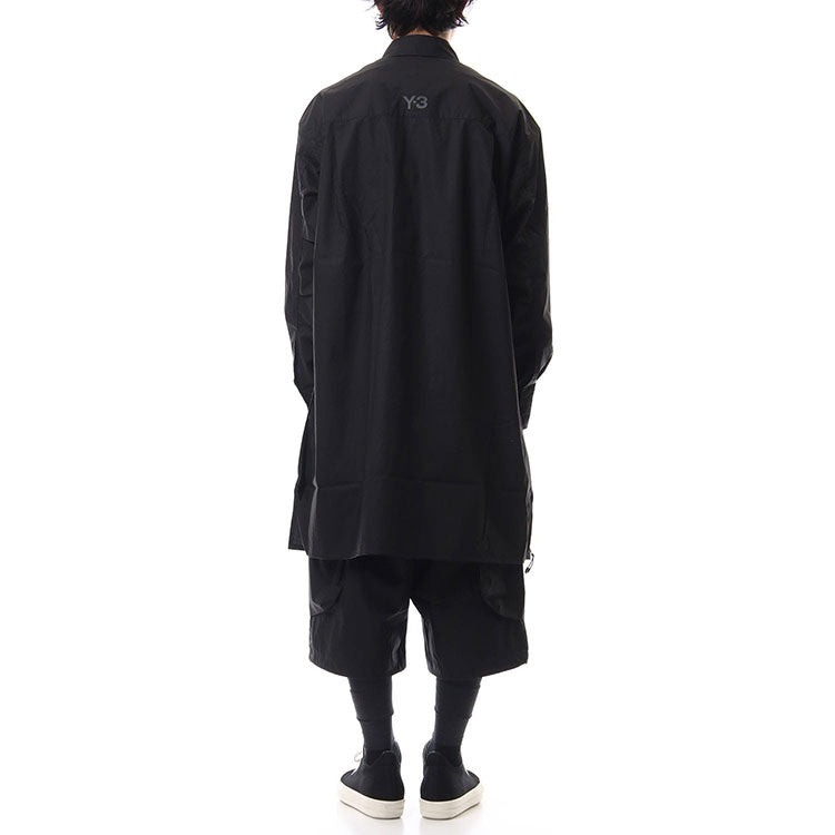 Men's Y-3 SS21 Side Asymmetric Long Shirt Black DY7336