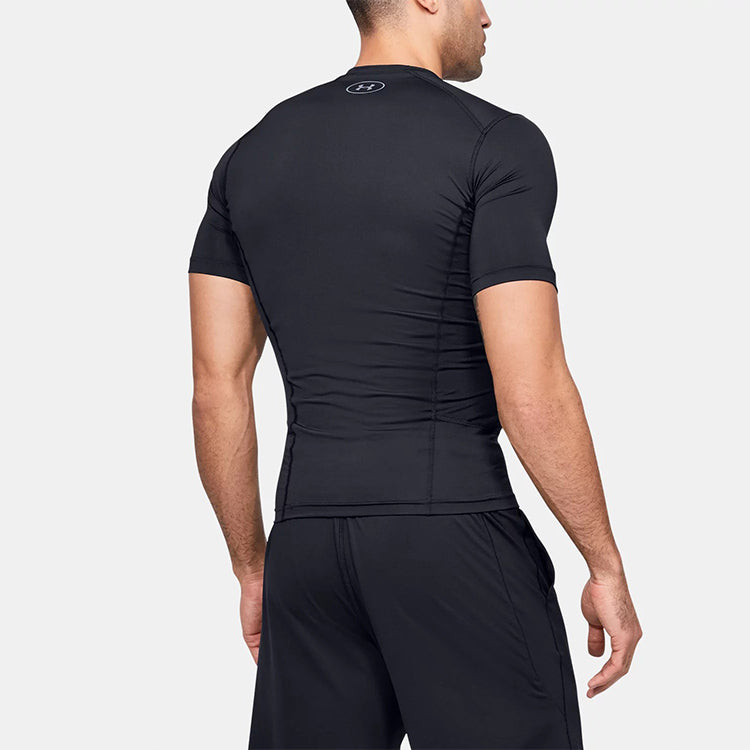 Men's Under Armour Casual Breathable Round Neck Tight Sports Short Sleeve Black 1351815-001