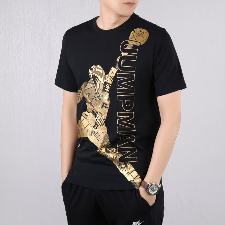 Air Jordan Jumpman Flying Man Logo Printing Short Sleeve Black CK1189-010
