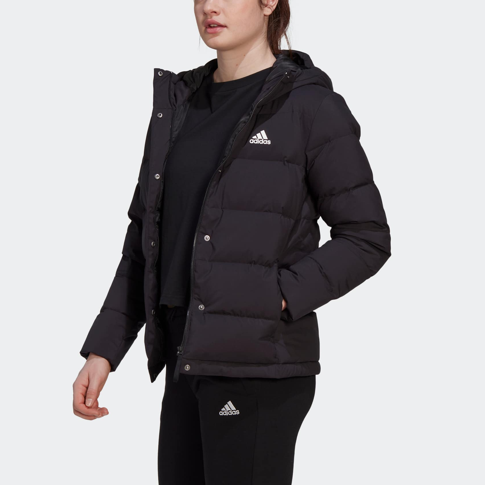 (WMNS) adidas Helionic Hooded Down Jacket Asia Sizing 'Black' HG8747