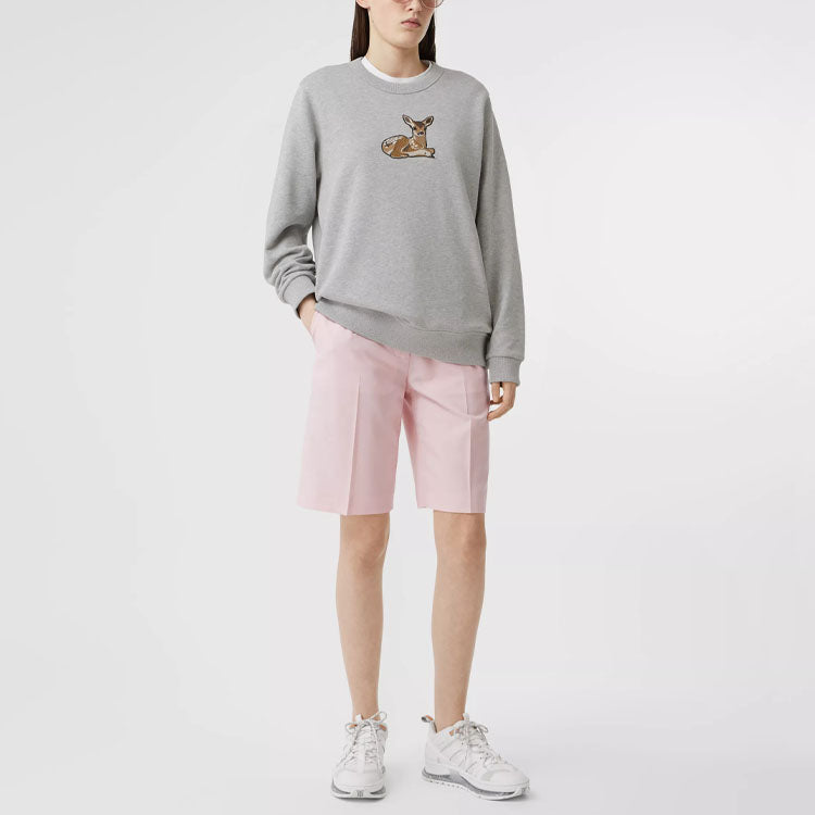 (WMNS) Burberry Deer Pattern Cotton Loose Swea Grey 80321171