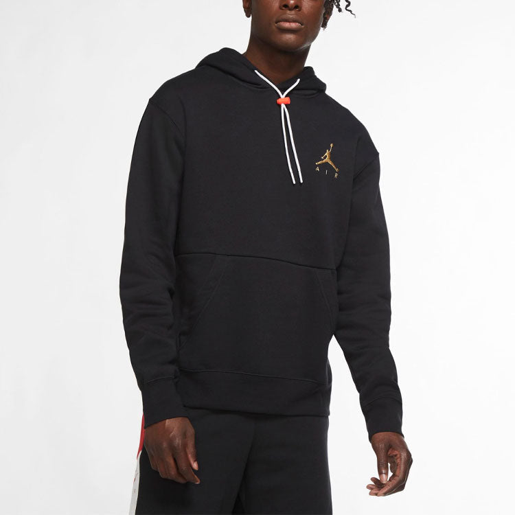 Air Jordan Athleisure Casual Sports Bronzing Logo Fleece Black CK6684-013