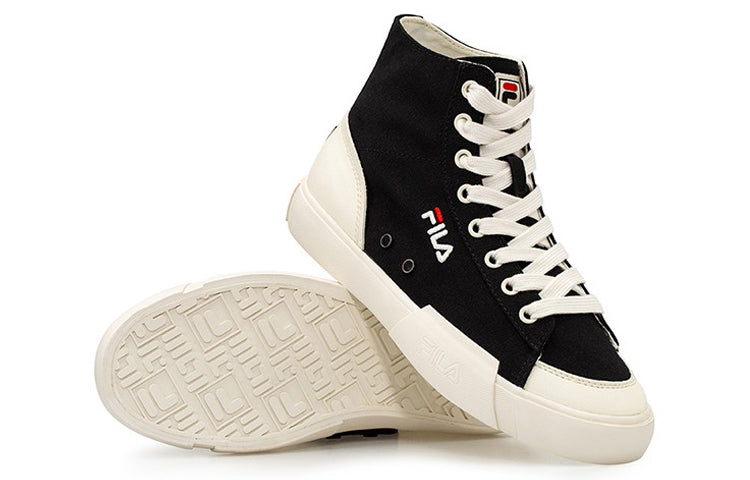 (WMNS) Fila Block High-Top Canvas Shoes Black/White T12W034404FBK