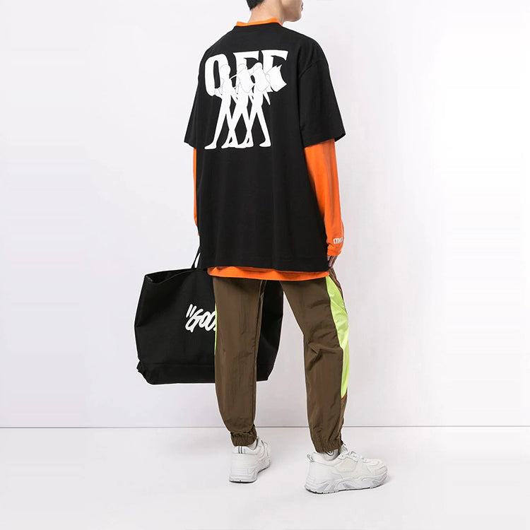 Off-White Logo Printing Round Neck Short Sleeve Loose Fit Black OMAA038F20FAB0041001