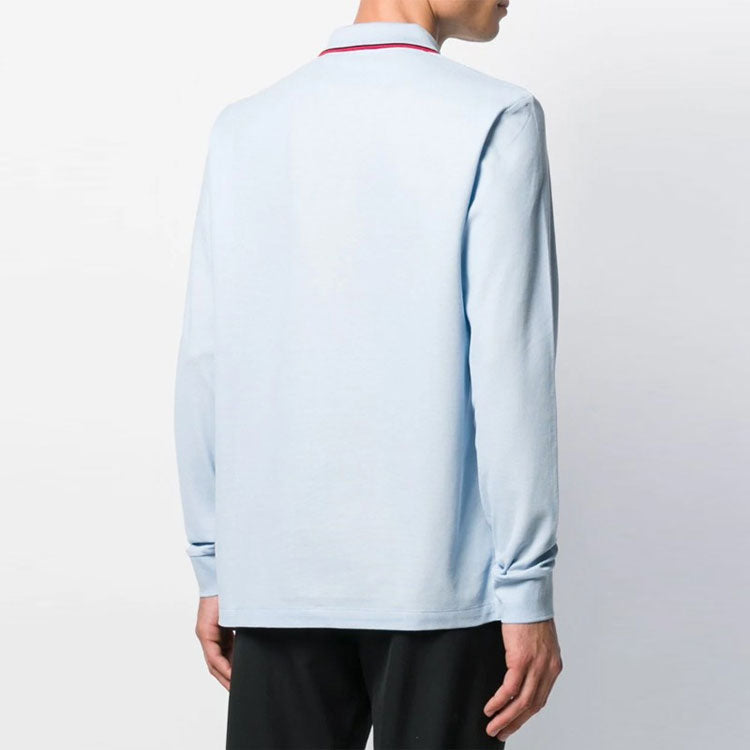 Men's Burberry SS21 TB Long Sleeves Polo Shirt Blue 80192001