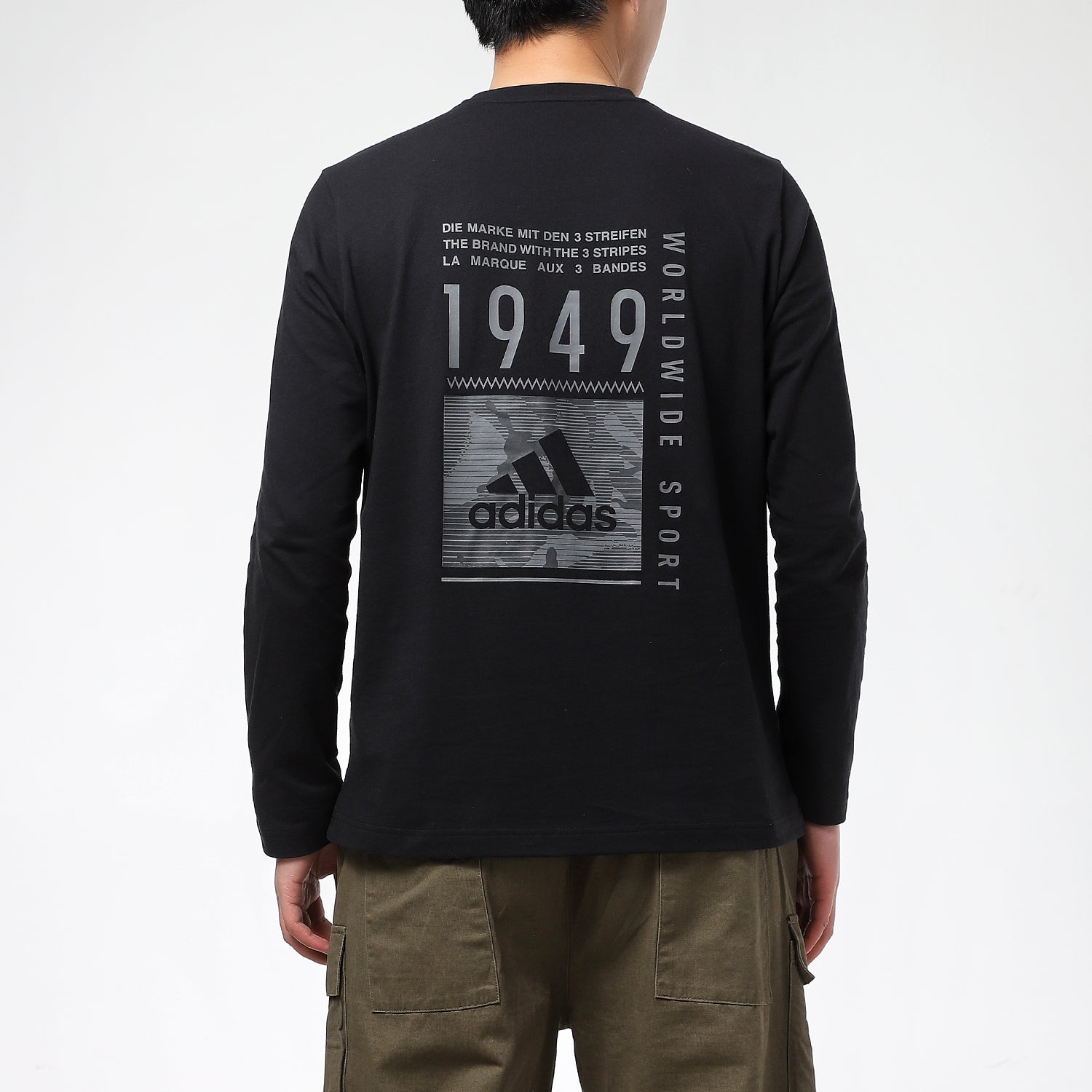 adidas Printed Solid Color Thin Crew Neck Pullover Men's Black GL3231