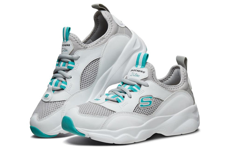 (WMNS) Skechers D'lites Airy Sneakers White/Grey/Green 66666207-WLGY