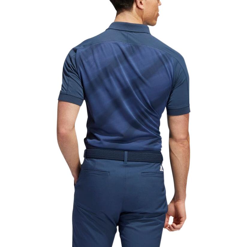 Men's adidas Stripe Logo Printing Pullover Short Sleeve Navy Blue Polo Shirt HN3086