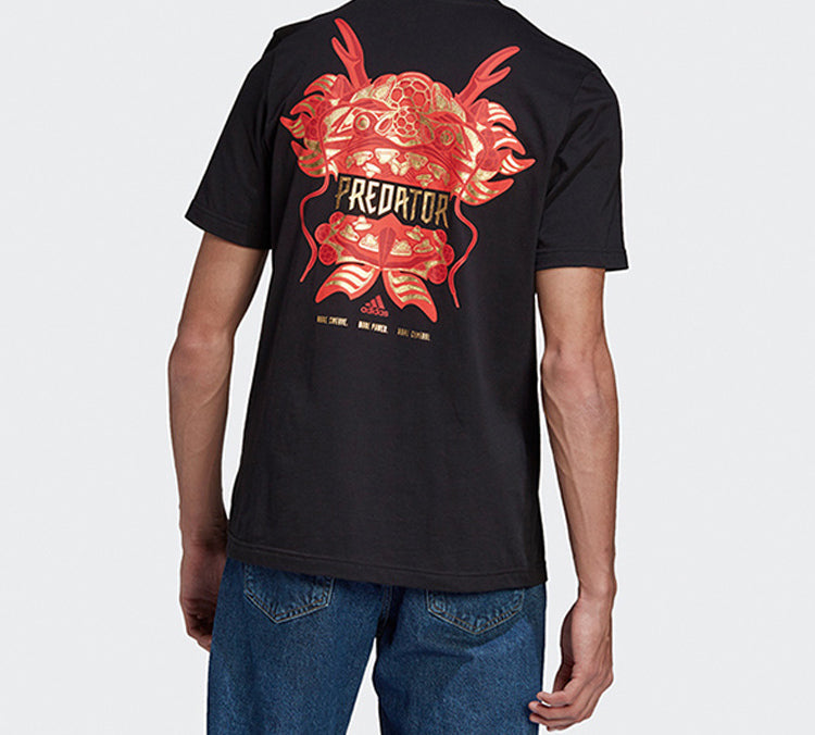 adidas Predator Dragon Applique Sports Short-sleeve Tee Men Black GE4655