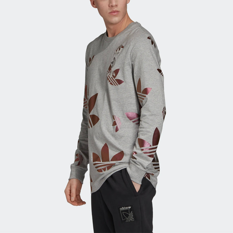 adidas originals Athleisure Casual Sports Round Neck Pullover Long Sleeves Gray FS7338