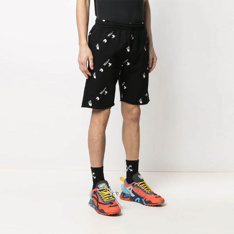 Off-White FW21 Cotton Alphabet Full Print Pattern Casual Shorts Version Black OMCI006R21FLE0031001-1