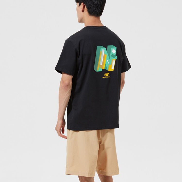 New Balance Classic Graphic Print Tee Asia Sizing 'Black Green' AMT12366-BK