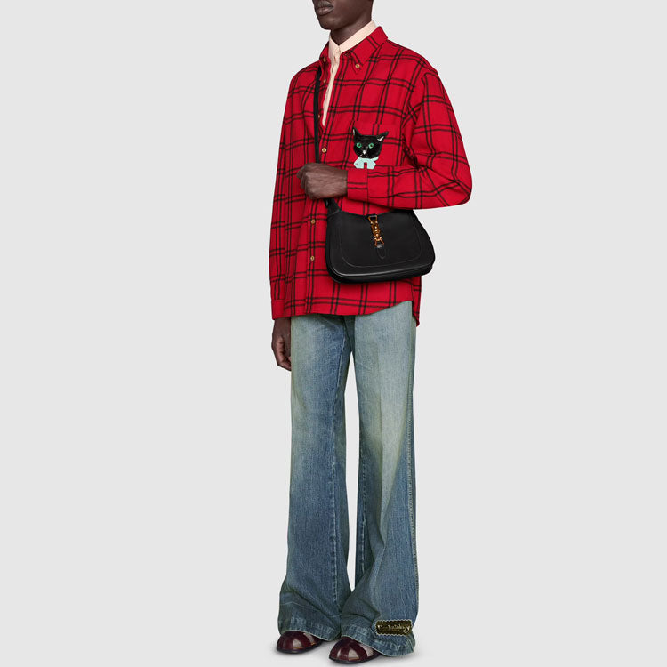 Gucci Check Wool Shirt With Gucci Cat Patch 'Red' 663380-ZAHB1-6153