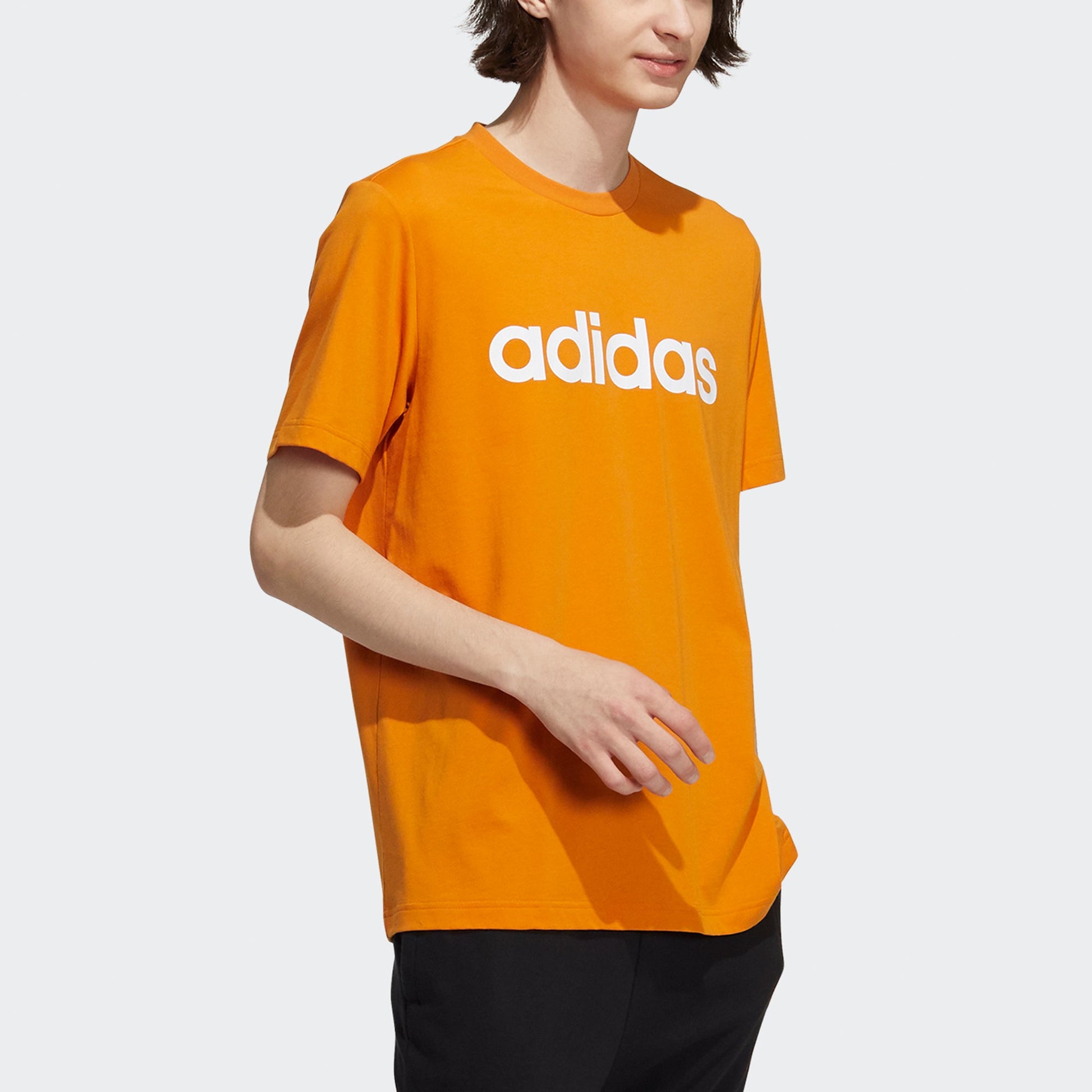 Men's adidas neo Ce Logo Tee Logo Printing Sports Round Neck Short Sleeve Orange T-Shirt H14239