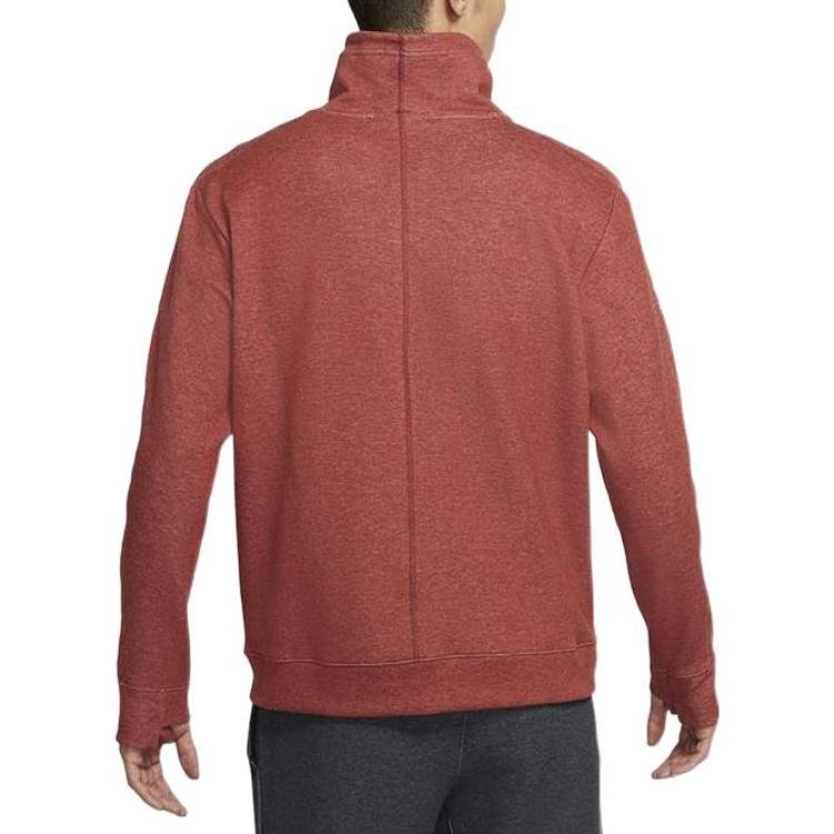 Men's Nike Dri-Fit Solid Color High Collar Pullover Long Sleeves Red CU6256-689