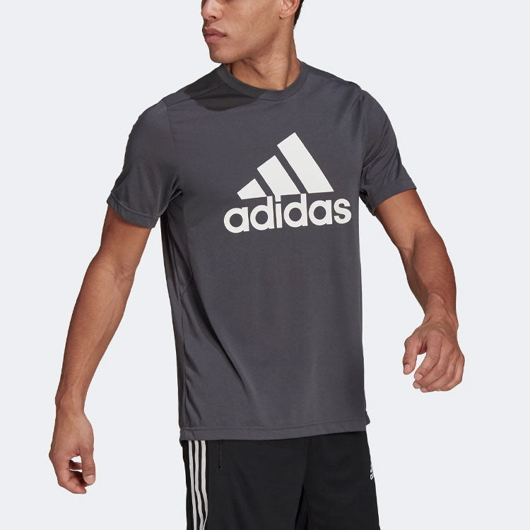 adidas Straight Casual logo Short Sleeve Gray GT3113