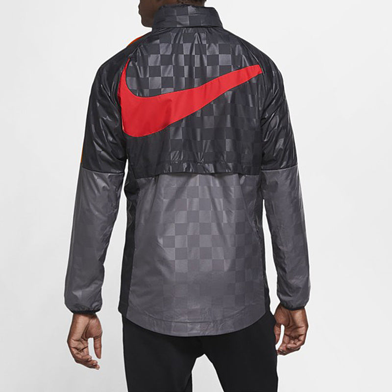 Nike Liverpool F.C. AWF Soccer/Football Zipper Sports Plaid Hooded Jacket Black CZ3346-012
