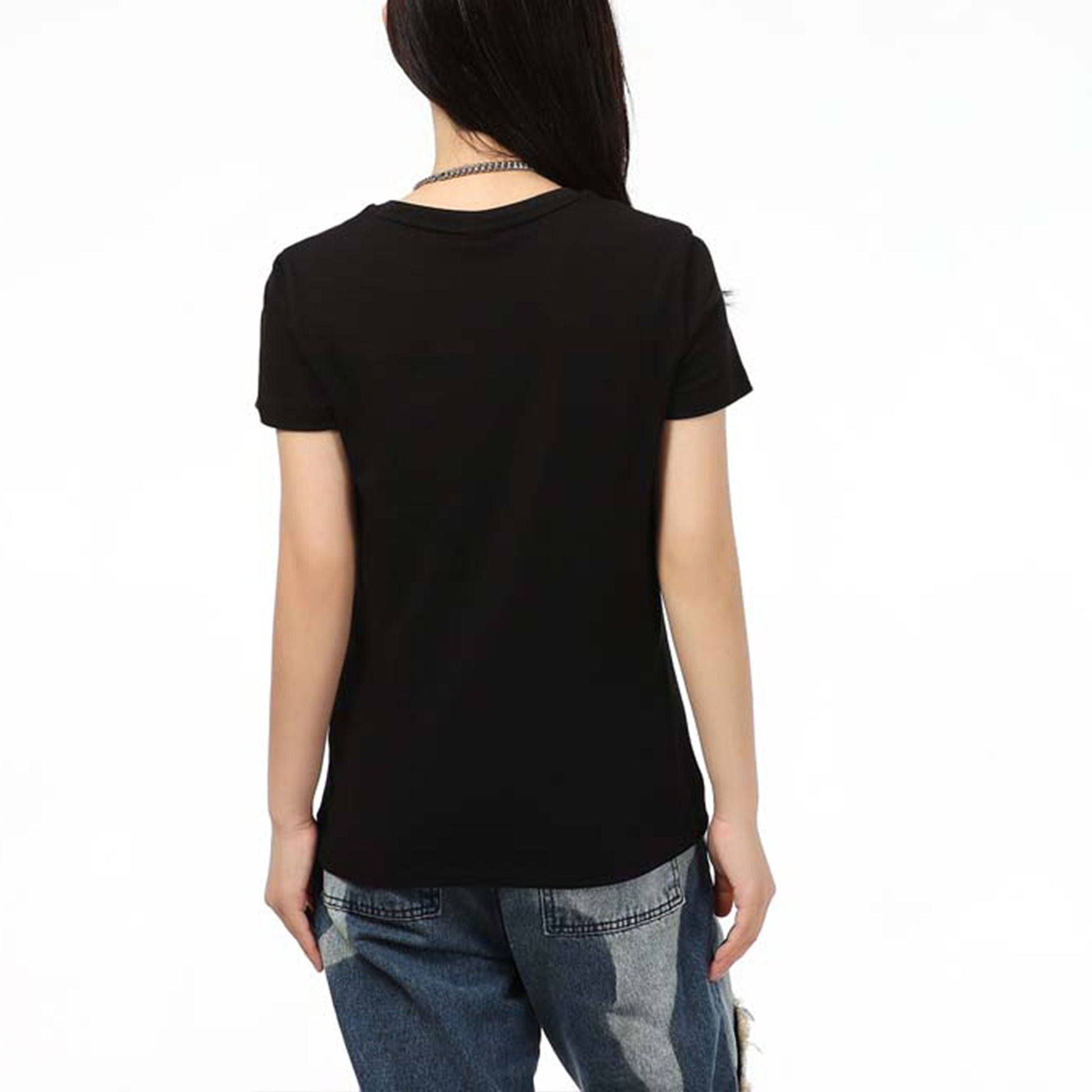 (WMNS) PUMA Classics Contrasting Colors Logo Printing Sports Round Neck Short Sleeve Black 532282-71