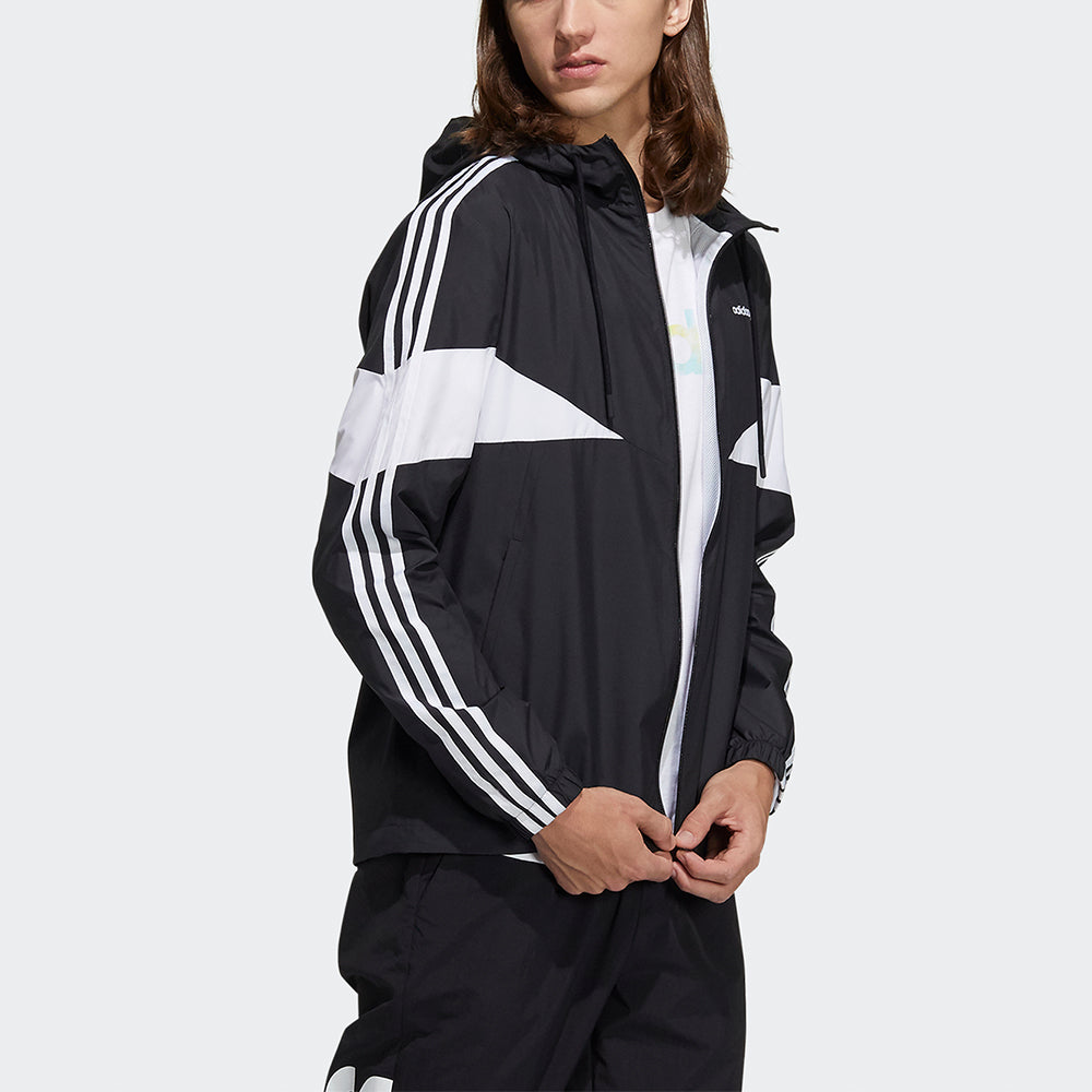 adidas neo M Icons 3s Wbkr Casual Sports Contrasting Colors Hooded Jacket Black H14228