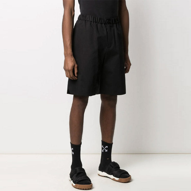 Off-White SS21 Logo Alphabet Button Shorts Loose Fit Black OMCB049S21FAB0011001